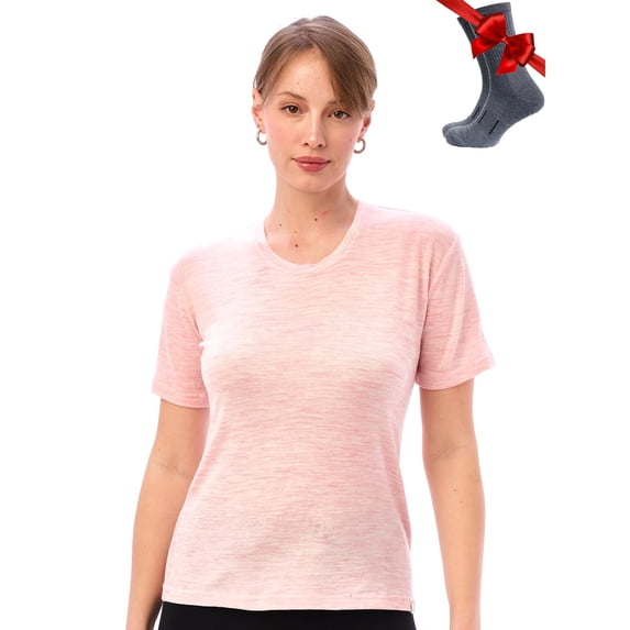 Merino.tech Women's Short Sleeve T-Shirt - Merino Wool Tee with Merino Sox Included, Deep Blue - XS