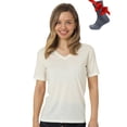 thumbnail image 1 of Merino.tech Women's Short Sleeve T-Shirt - Merino Wool Tee with Merino Sox Included, Heather Pink - XXL, 1 of 7