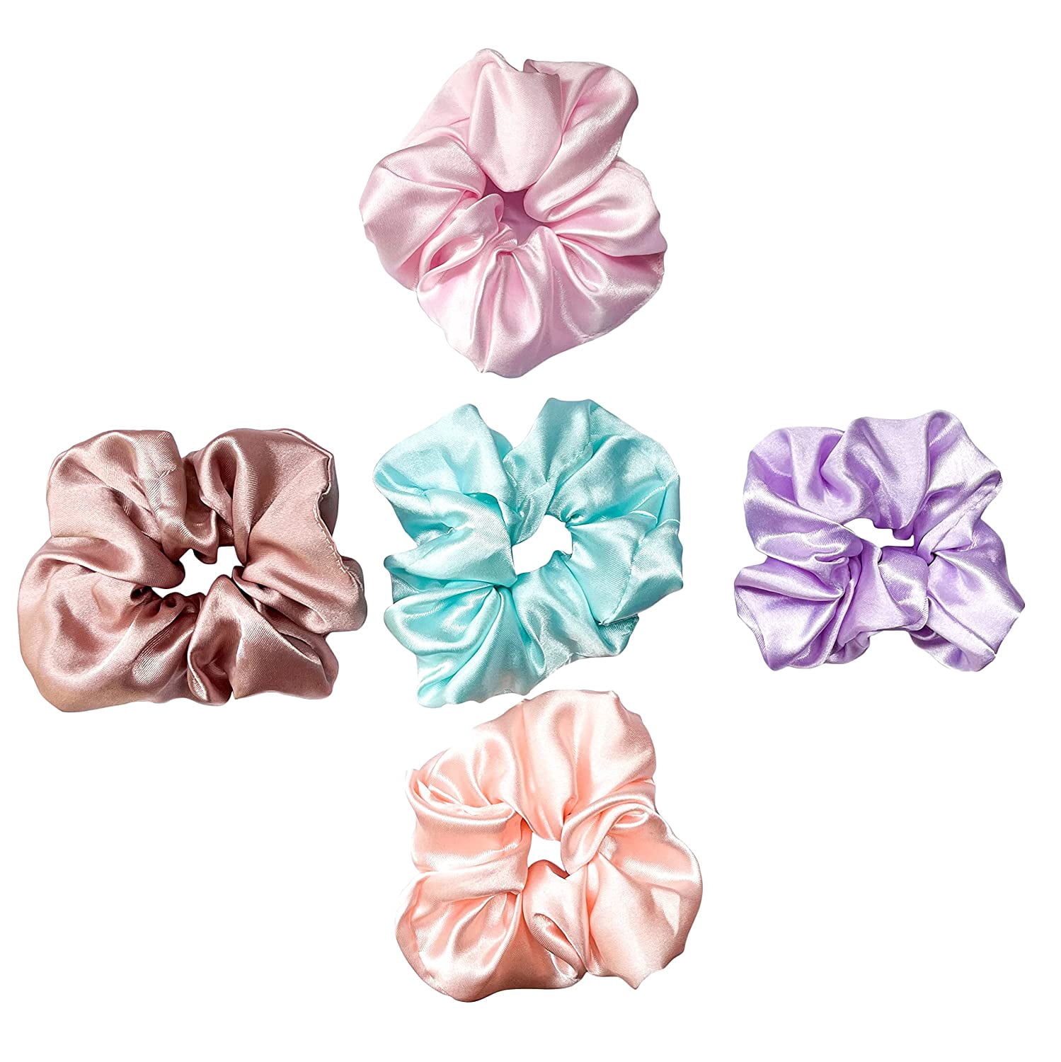 Merise Silk Satin Scrunchies Ponytail Holders For Women/Girls SAME 5 ...