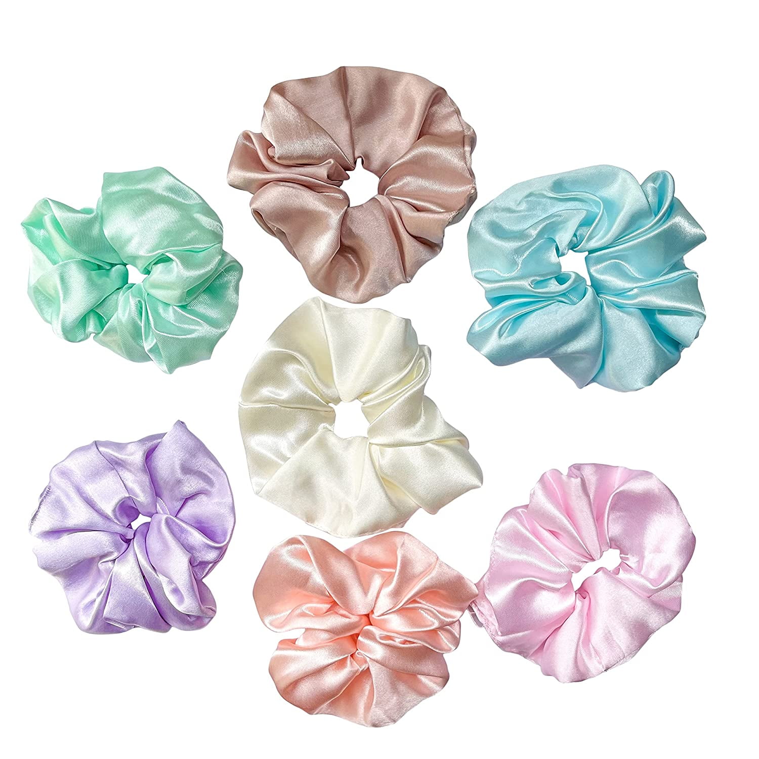 Merise Silk Satin Scrunchies Ponytail Holders For Women/Girls SAME 7 ...
