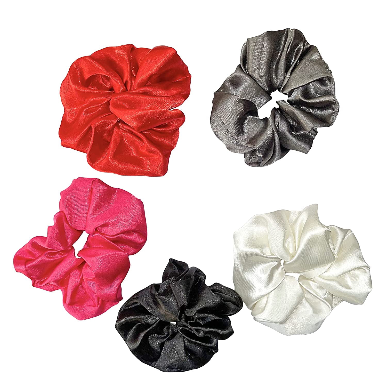 Merise Silk Satin Scrunchies Ponytail Holders For Women/Girls SAME 5 COLORS AS PIC, Anti-Hair-Breakage, Best gift for Friend(Classic & Vibrant-Collection)
