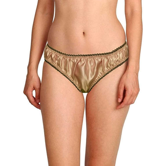 Merise Womens Sexy Silk Satin Bikini With Different Types Of Color & Lace Combination ! (Dark Grey Lace- Coral- Small)