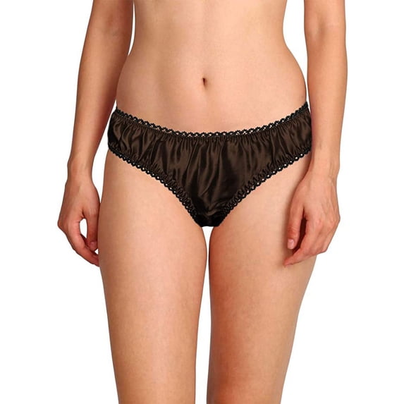 Merise Womens Sexy Silk Satin Bikini With Different Types Of Color & Lace Combination ! (Navy Blue Lace- Black- Small)