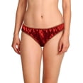 thumbnail image 1 of Merise Womens Sexy Silk Satin Bikini With Different Types Of Color & Lace Combination ! (Olive Lace- Mehroon Wine- Small), 1 of 6