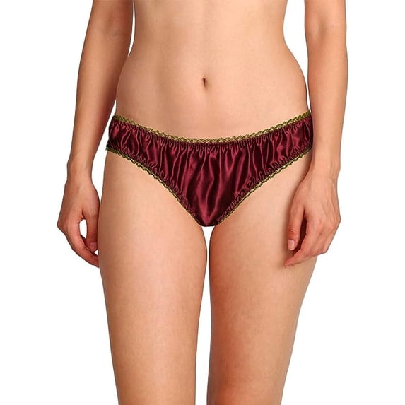 Merise Womens Sexy Silk Satin Bikini With Different Types Of Color & Lace Combination ! (Olive Lace- Silver Grey- Small)