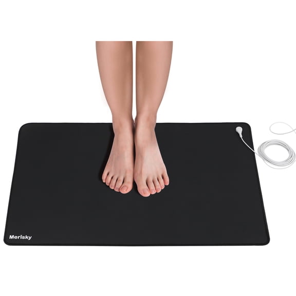 Merisky Grounding Mat - Ground Foot Mats for Improved Sleep - 24"x16" Upgraded Non-Slip Grounded Pad for Sleeping - Earth Connected Conductive Mat for Bed Desk
