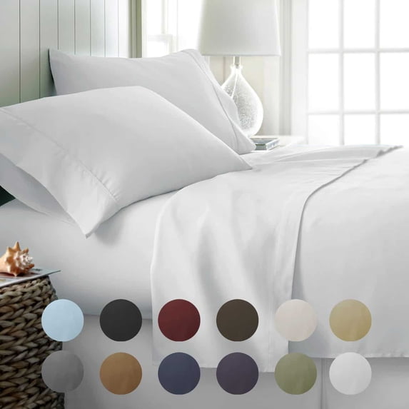 Merit Linens 6 Piece Luxury Ultra Soft Deep Pocket Bed Sheet Set - Twin XL - Purple