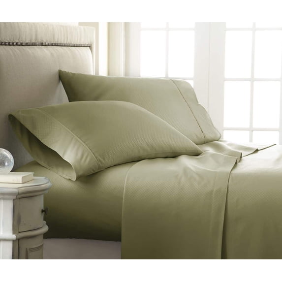 Merit Linens Luxury Hotel Quality Soft Embossed Checker 4 Piece Bed Sheet Set - Twin - Sage