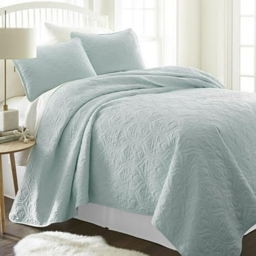 Merit Linens Premium Ultra Soft Damask Pattern Quilted Coverlet Set