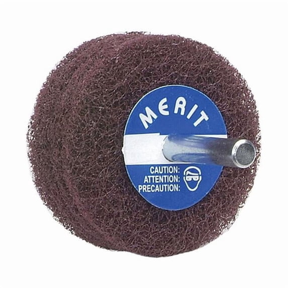 Merit Non-Woven Disc Wheel, 3 in Dia, 1/2 in W, 1/4 in Arbor Hole 08834131496