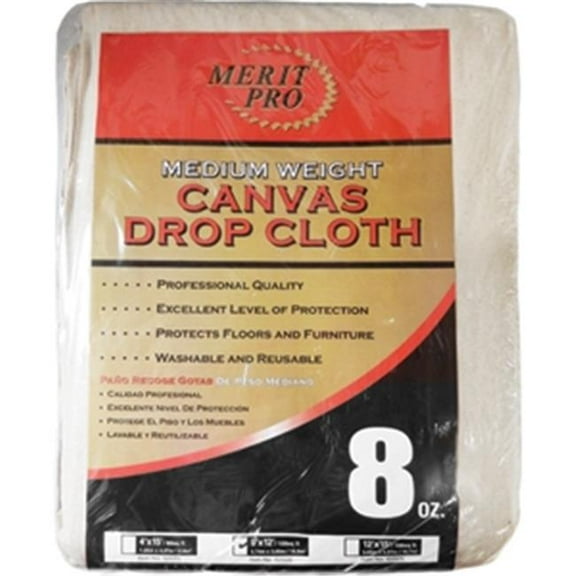 Merit Pro 2020 9 x 12 ft. Med Weight Canvas Drop Cloth - 8 oz.