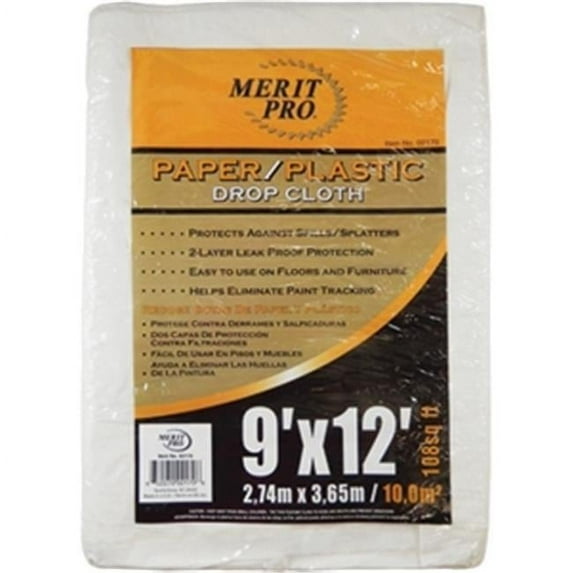 Merit Pro 2170 9 x 12 ft. Paper And Plastic Laminated Drop Cloth