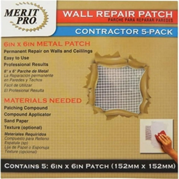 Merit Pro 3220 6 x 6 in. Contractor Wall Repair Patch - 5 Pack