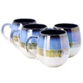 thumbnail image 1 of Meritage Luster 4 Piece 19.6 Ounce Reactive Glaze Stoneware Mug Set in Blue Multi, 1 of 6