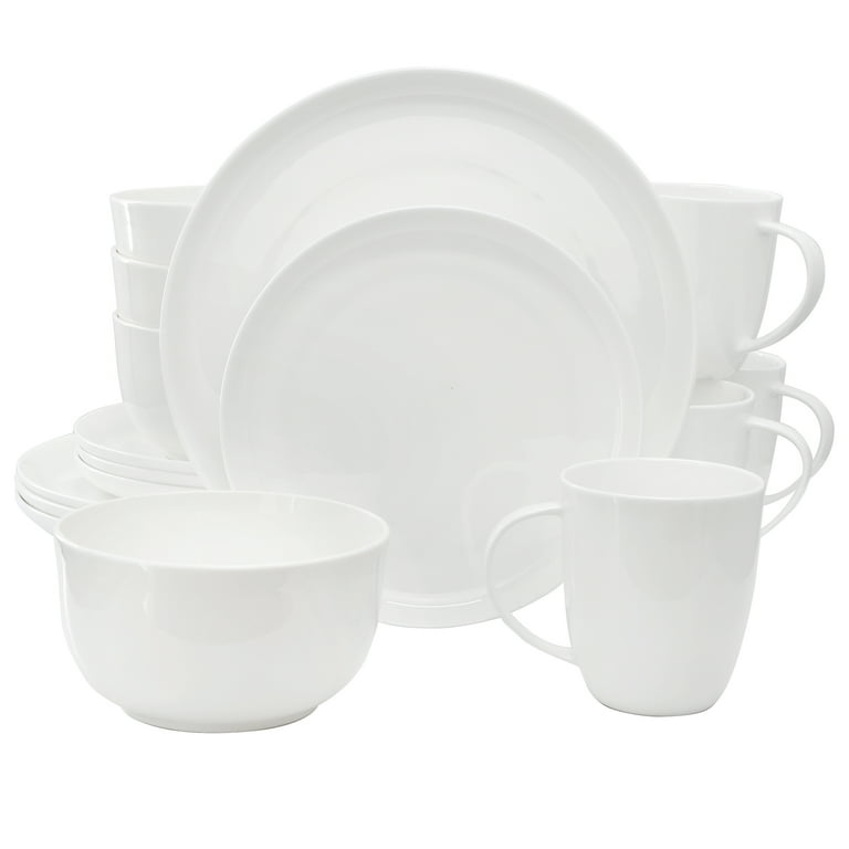 Meritage Rimmed Coupe 16 Piece Round Bone China Dinnerware Set in