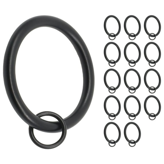 Meriville 1.5-Inch Inner Diameter Metal Curtain Rings with Eyelets Black - Set of 14
