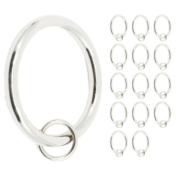 Meriville 1.5-Inch Inner Diameter Metal Curtain Rings with Eyelets Satin Nickel - Set of 14