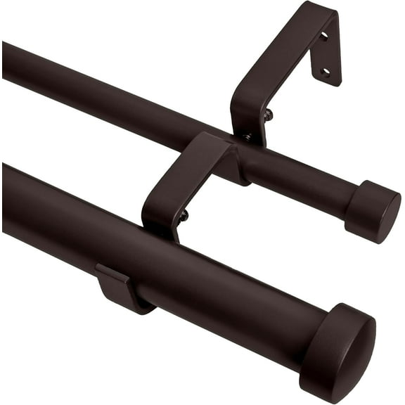 Meriville 1" Diameter Telescoping Double Window Treatment Curtain Rod, 28" to 48", End Cap Finials, Oil-Rubbed Bronze Finish
