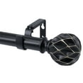 thumbnail image 1 of Meriville 1" Diameter Telescoping Single Window Treatment Curtain Rod, 28" to 48", Kensington Finials, Black Finish, 1 of 2