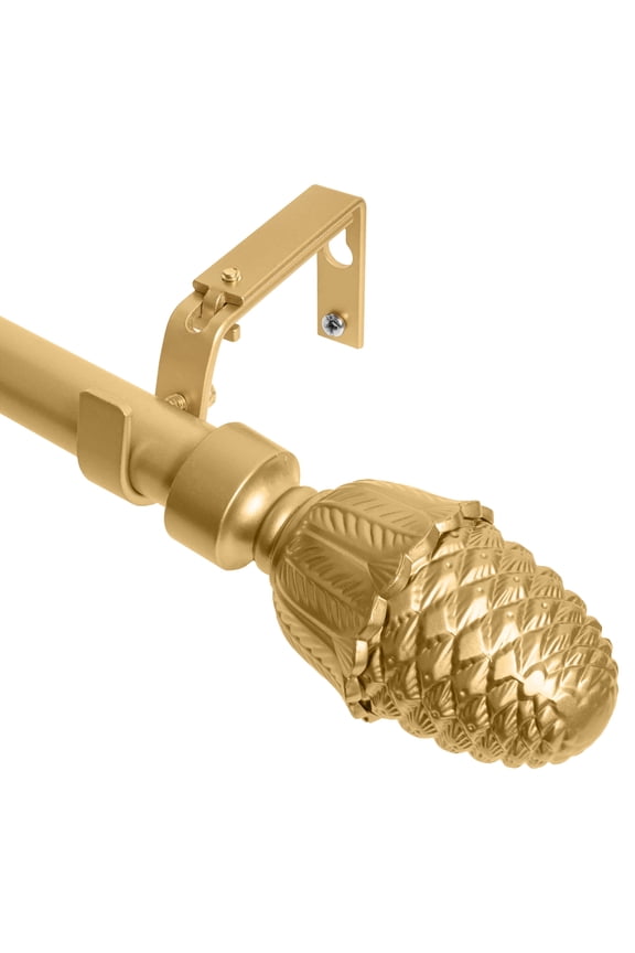 1-Inch Diameter Single Curtain Rod Set, 48–84 Inch Adjustable, Acorn Finials, Royal Gold