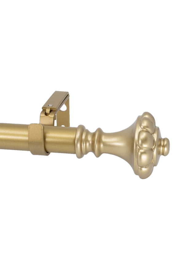 1-Inch Diameter Single Curtain Rod Set, 84–120 Inch Adjustable, Chateau Urn Finials, Royal Gold