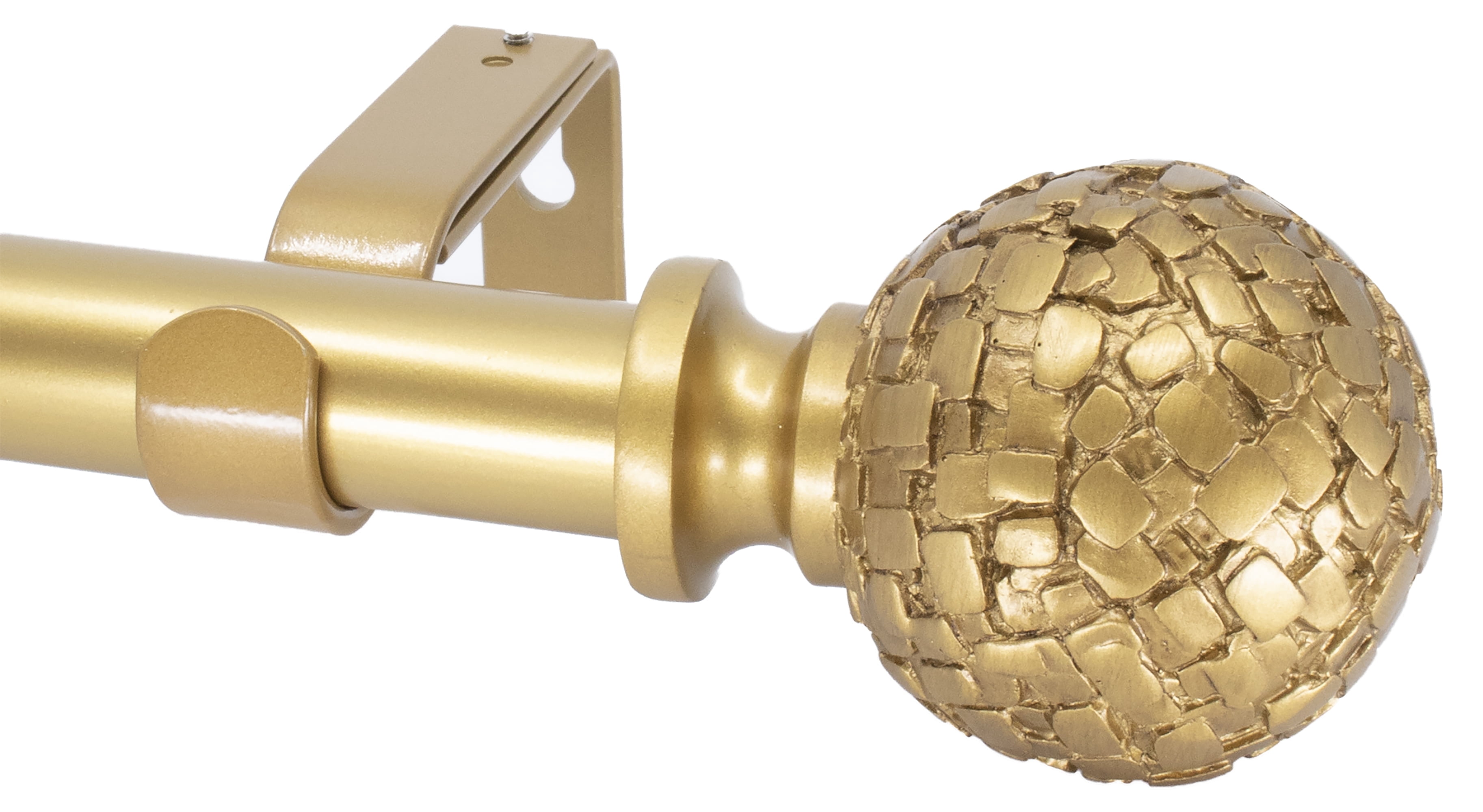 Meriville Fuso Single Curtain Rod, Royal Gold, Adjustable 84-120 Inches, 1-Inch Diameter