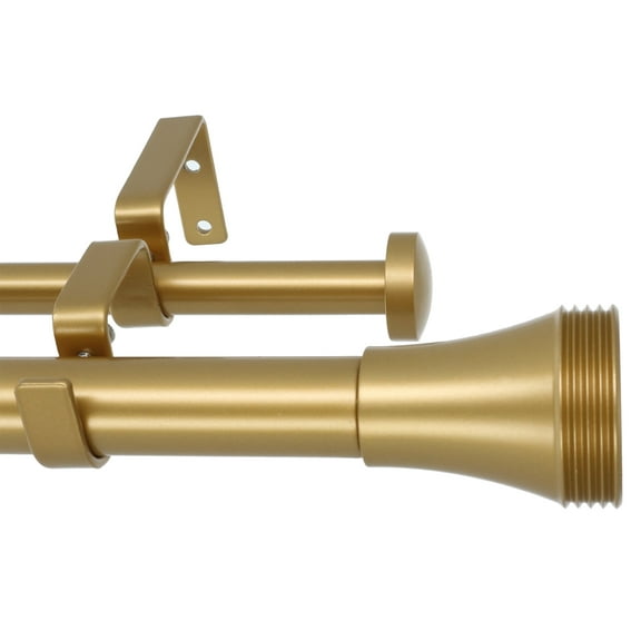 Meriville 1-Inch Diameter Ardmore Telescoping Double Window Treatment Curtain Rod, 48-Inch to 84-Inch, Royal Gold