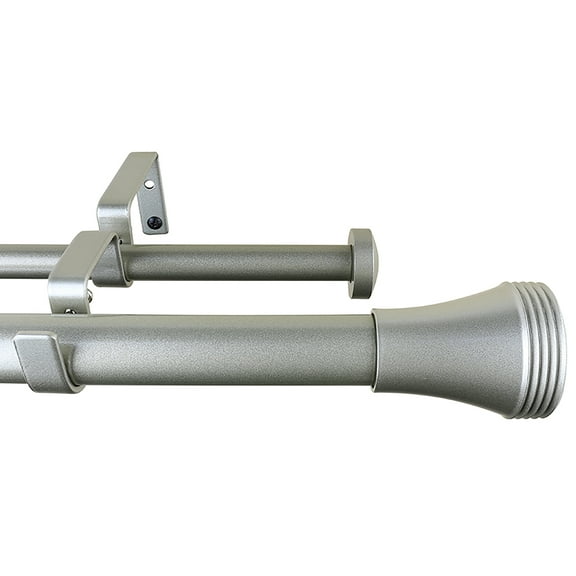 Meriville 1-Inch Diameter Ardmore Telescoping Double Window Treatment Curtain Rod, 84-Inch to 120-Inch, Pewter