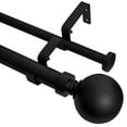 thumbnail image 1 of MERIVILLE 1" Double Curtain Rod Set, Adjustable 28-48 Inches, Ball Finials, Black, 1 of 8