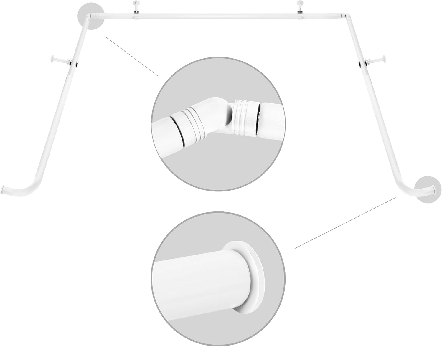 Meriville 1Inch Diameter Bay Window Curtain Rod Set for Bayview