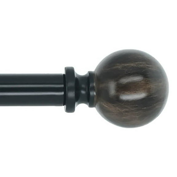 Meriville 1-Inch Diameter Double Window Treatment Curtain Rod, Black Marble Ball Finial, 28-inch to 48-inch Adjustable, Black