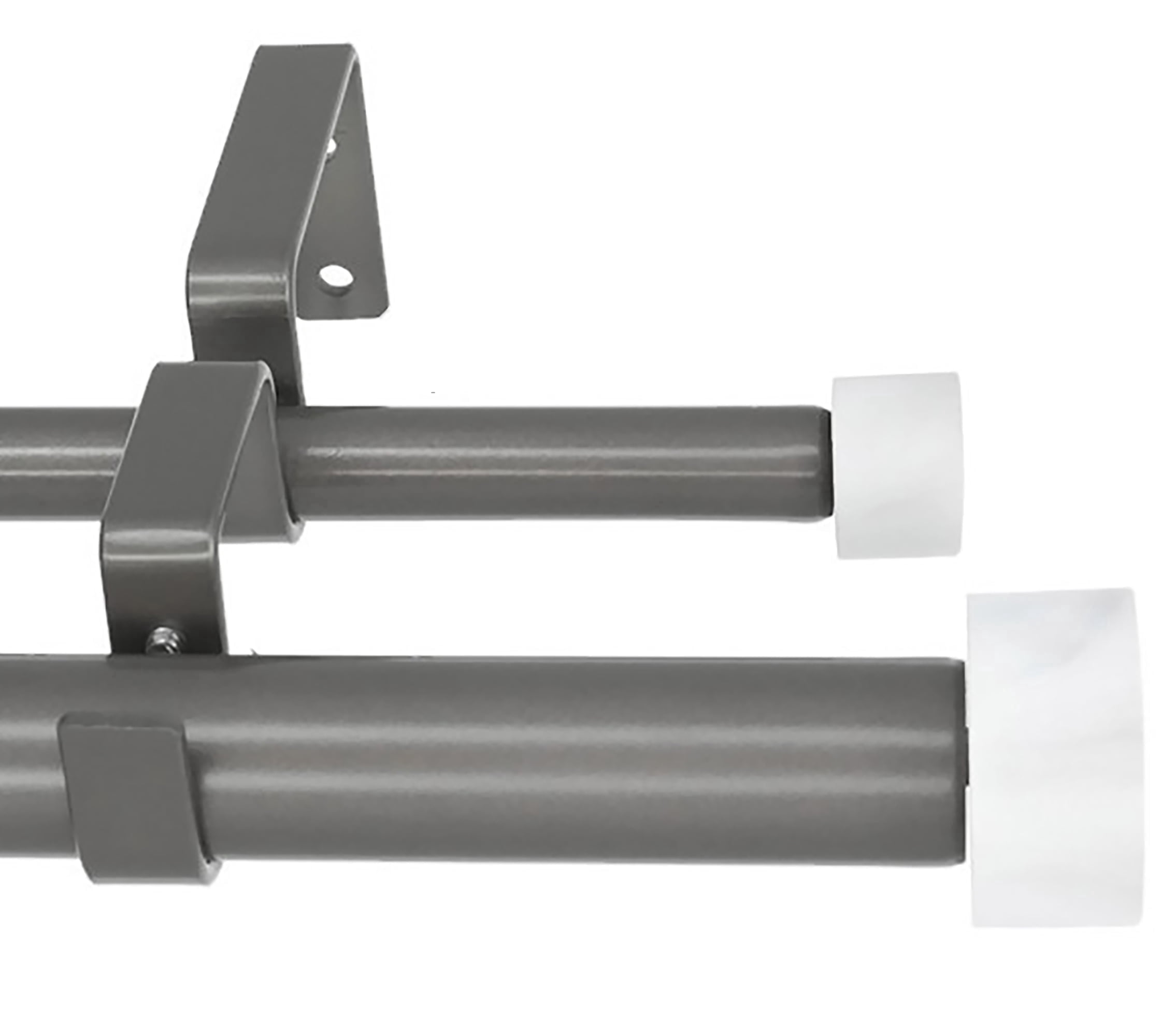 MERIVILLE 1-Inch Diameter Double Curtain Rod Set, 84–120 Inch Adjustable, Vico White Marble End Cap Finials, Gunmetal