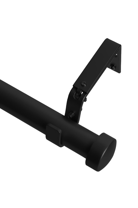 1-Inch Diameter End Cap Single Window Treatment Curtain Rod, 28-Inch to 48-Inch, Black