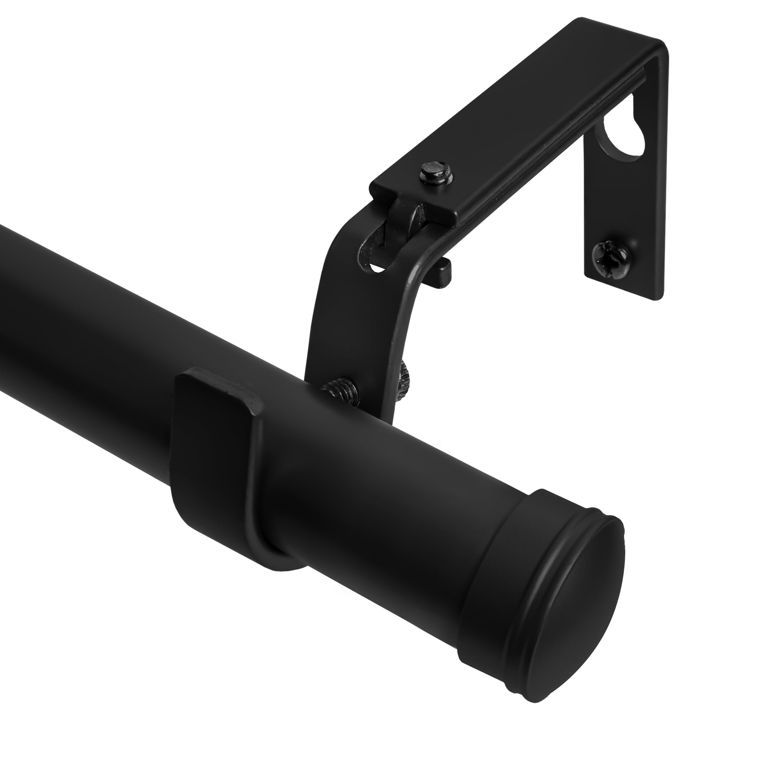 Black Metal Adjustable Curtain Rod with End Cap, 48"-84"
