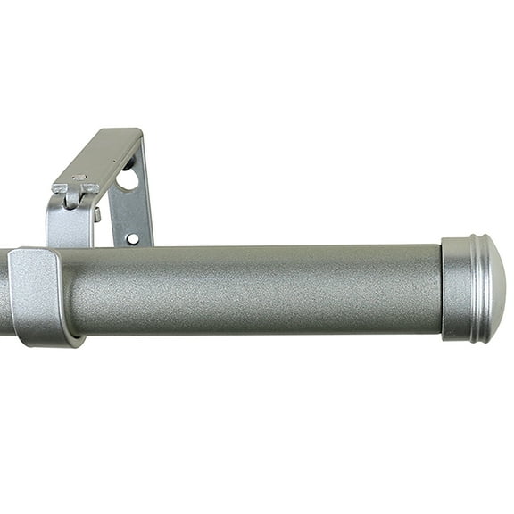 Meriville 1-Inch Diameter Norwood End Cap Single Window Treatment Curtain Rod, 48-Inch to 84-Inch, Pewter