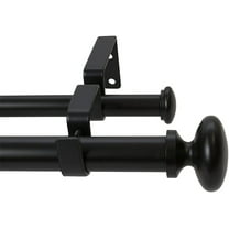 Meriville 1-Inch Diameter Prima Telescoping Double Window Treatment Curtain Rod, 28-Inch to 48-Inch, Black