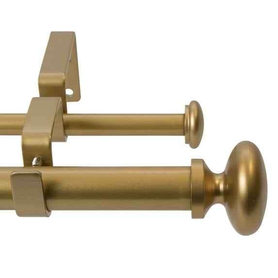 Meriville 1-Inch Diameter Prima Telescoping Double Window Treatment Curtain Rod, 28-Inch to 48-Inch, Royal Gold