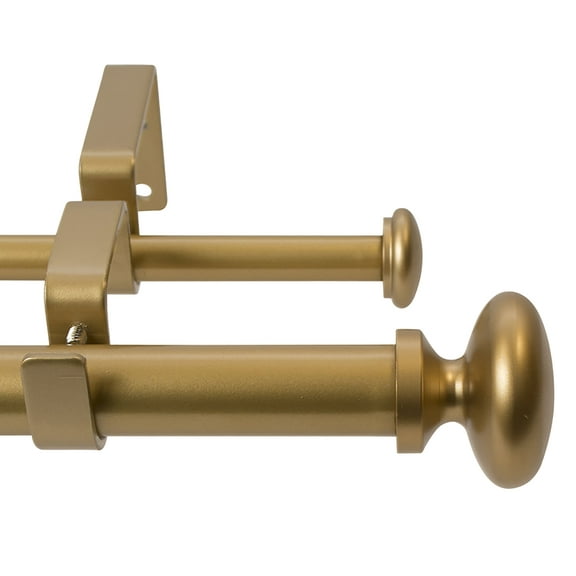Meriville 1-Inch Diameter Prima Telescoping Double Window Treatment Curtain Rod, 84-Inch to 120-Inch, Royal Gold