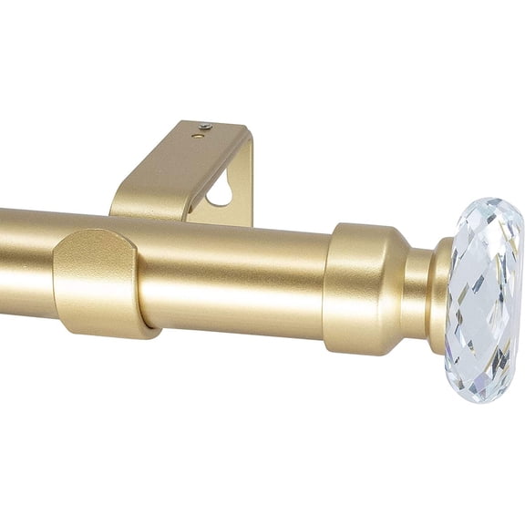 Meriville 1-Inch Diameter Window Treatment Curtain Rod, Cut Crystal Ball Finial (48"-84", Royal Gold)