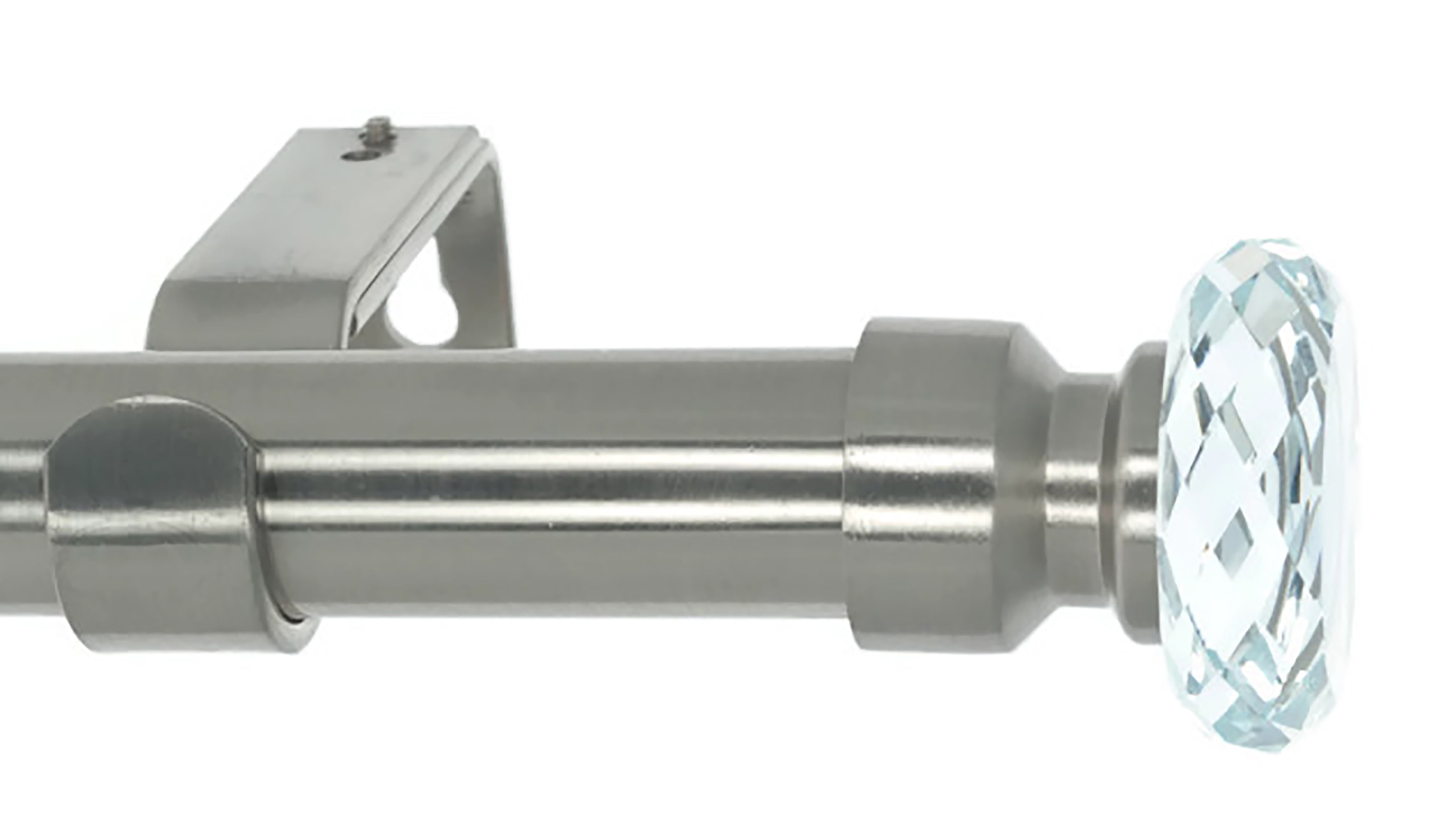 MERIVILLE 1-Inch Diameter Single Curtain Rod, Cut Crystal Ball Finial, Adjustable 84-120 Inch, Satin Nickel