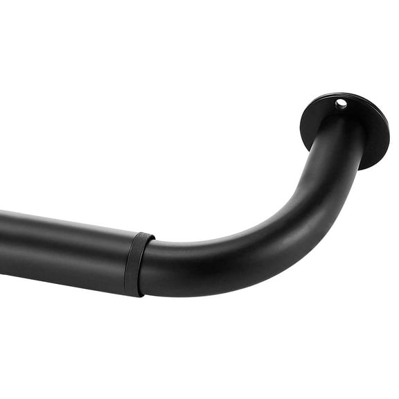 Meriville 1-Inch Diameter Wrap Around Blackout Curtain Rod, 48-Inch to 84-Inch, Black Finish with Round Base