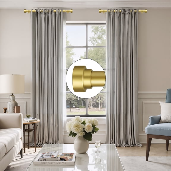 Meriville 1-Inch Side Curtain Rod Set with End Cap Finials, Adjustable 12-20 Inches, Set of 2, Gold