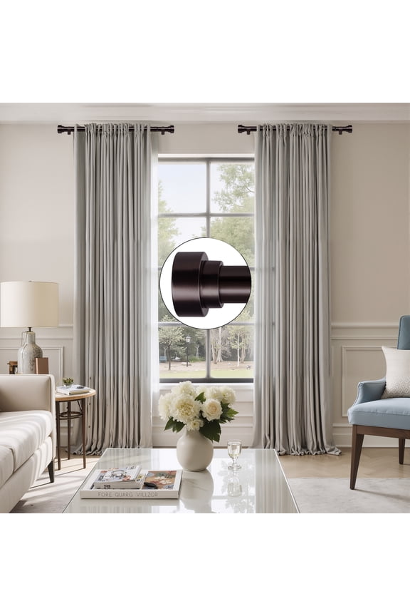 1-Inch Side Curtain Rod Set with End Cap Finials, Adjustable 12-20 Inches, Set of 2, Oil-Rubbed Bronze