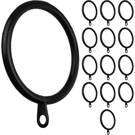 MERIVILLE Curtain Rings with Eyelets, Set of 14, 1.5" Inner Diameter, Fits Up to 1 1/4" Rod, Black