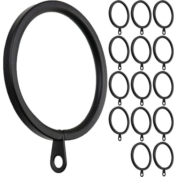 Meriville 14 pcs Black 2-Inch Inner Diameter Metal Flat Curtain Rings with Eyelets