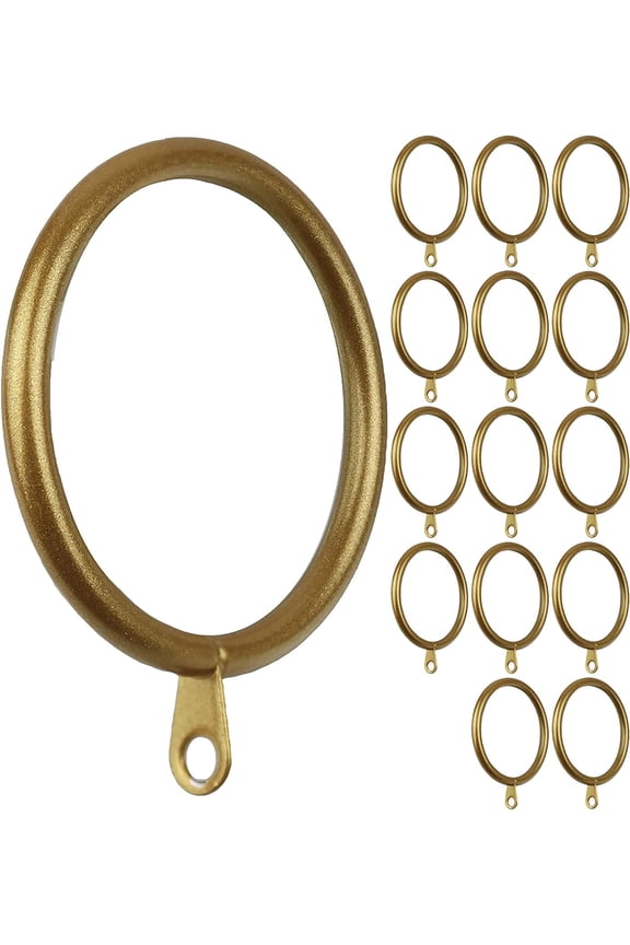 14 pcs Gold 2-Inch Inner Diameter Metal Curtain Rings with Eyelets