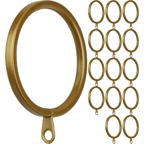 Meriville 14 pcs Gold 2-Inch Inner Diameter Metal Flat Curtain Rings with Eyelets