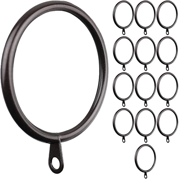 MERIVILLE Curtain Rings with Eyelets, Set of 14, 1.5" Inner Diameter, Fits Up to 1 1/4" Rod, Oil-Rubbed Bronze