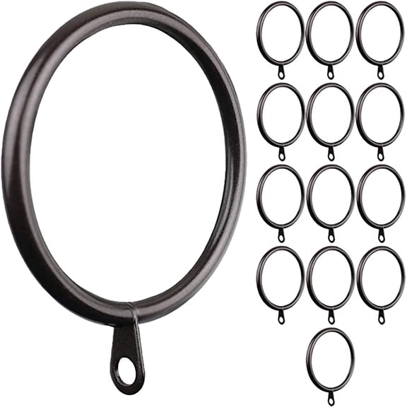MERIVILLE Curtain Rings with Eyelets, Set of 14, 1.5" Inner Diameter, Fits Up to 1 1/4" Rod, Oil-Rubbed Bronze