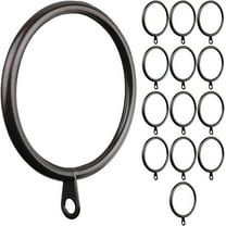 Meriville 14 pcs Oil-Rubbed Bronze 1.5-Inch Inner Diameter Metal Curtain Rings with Eyelets, Fits Up to 1 1/4-Inch Rod